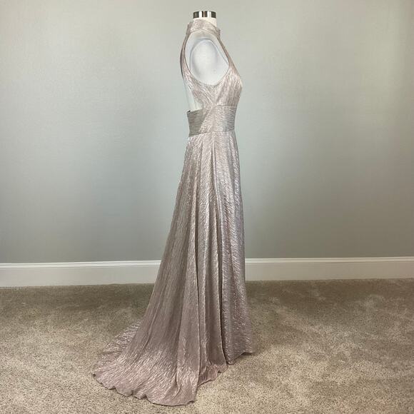 AQUA Women's Formal Dress Size 4 Pink Metallic Backless Long Evening Gown - Picture 4 of 13